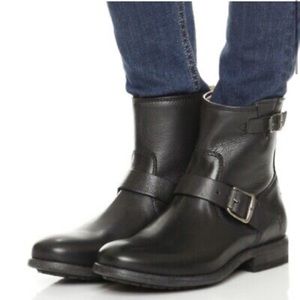 Frye Tyler Engineer Leather Ankle Boots, Black, Size 8 Women’s